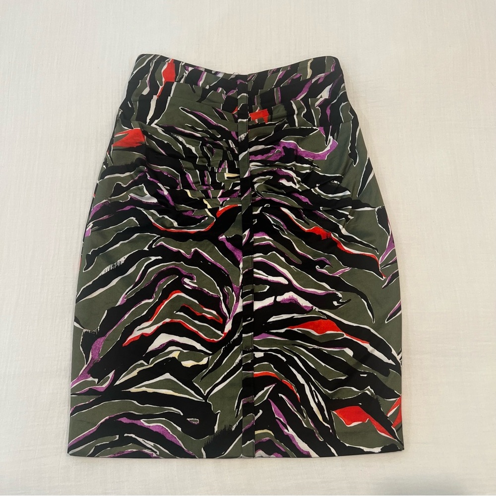 Balenciaga Multicolored Zebra Print Skirt • Size: 36 • Green Black Multicolor